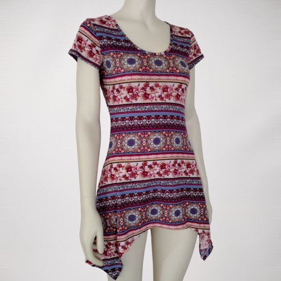 Jonathan Martin Striped Mixed Print Pullover Stretch Knit Tunic - Picture 3 of 11